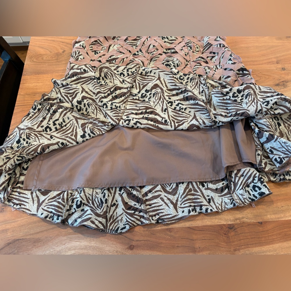 Melanie Lyne Animal Print Textured Ribbon Midi Skirt Size 16 - Picture 6 of 6